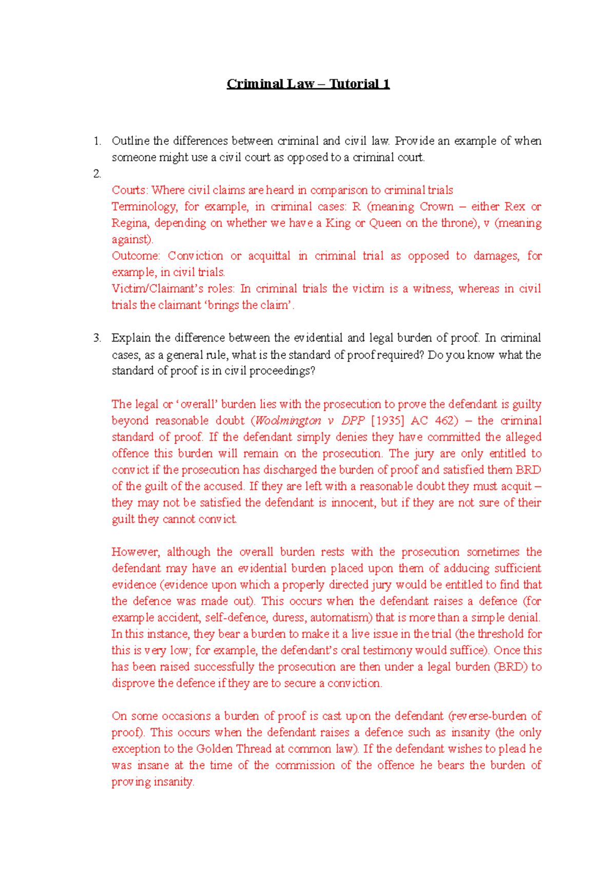 Introduction to Criminal Law tutorial - Criminal Law – Tutorial 1 1 ...