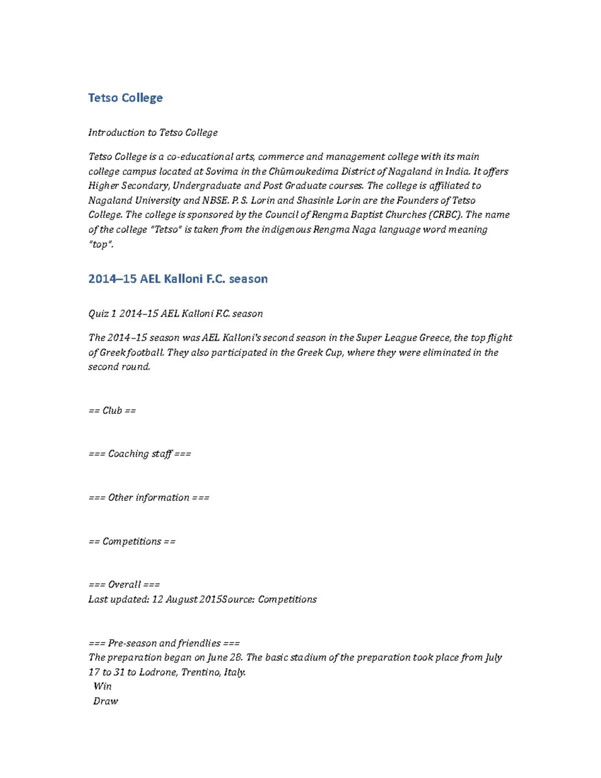 HIST123 LectureNote Tetso College Tetso College Introduction to