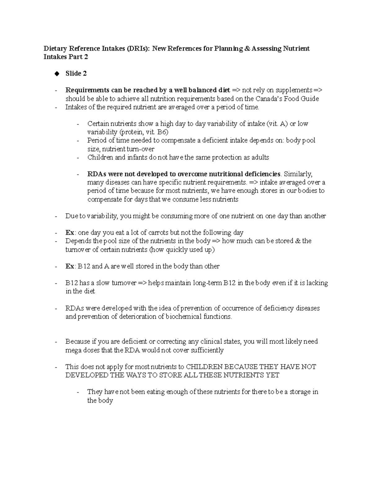 2Dietary Reference Intakes Part 2 Dietary Reference Intakes (DRIs