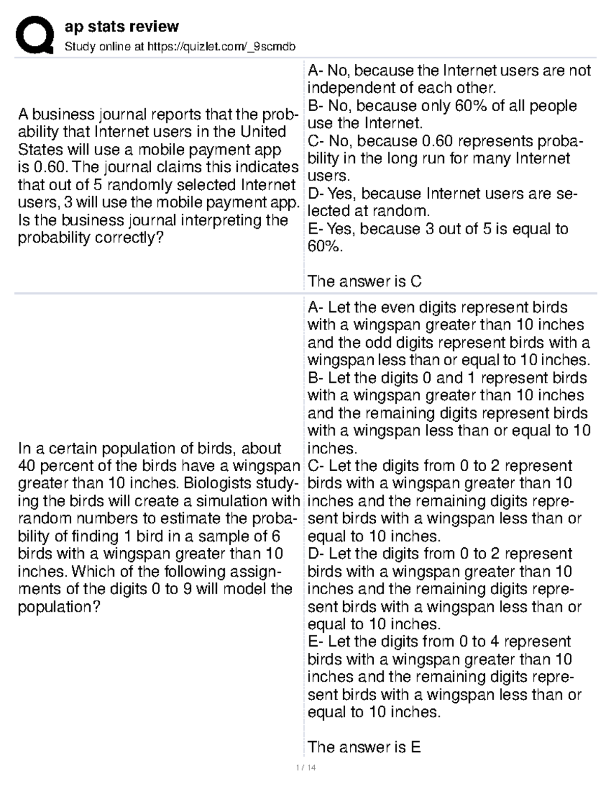 Ap Stats Unit 4 Progress Check Mcq Part B - e8ead73
