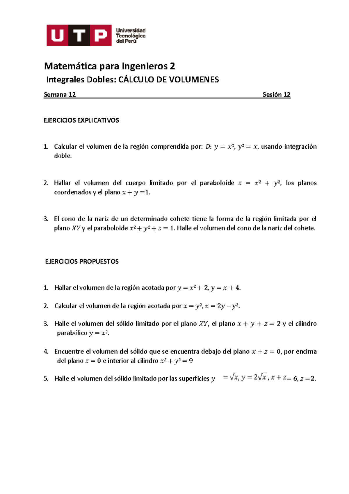 Mpi 2 Sep Sem 12 Ses 12 Integrales Dobles CÁlculo De