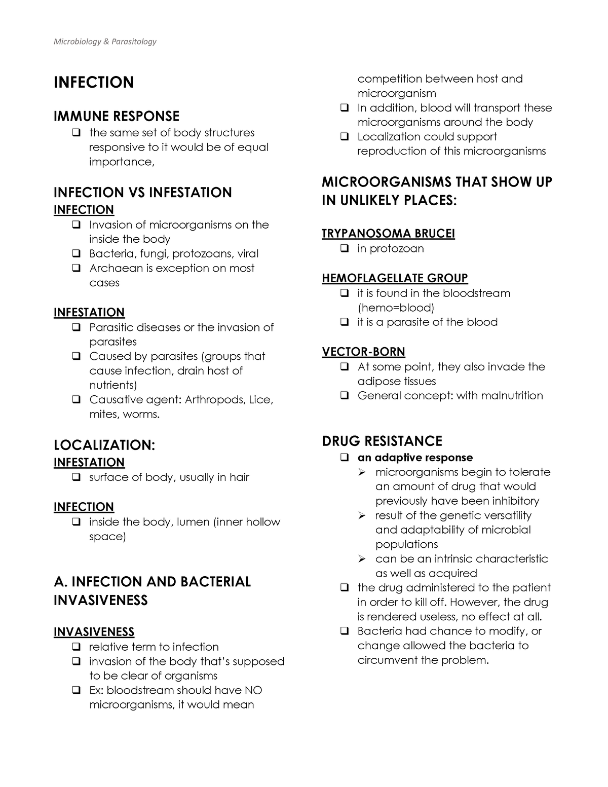 Infection - INFECTION IMMUNE RESPONSE the same set of body structures ...