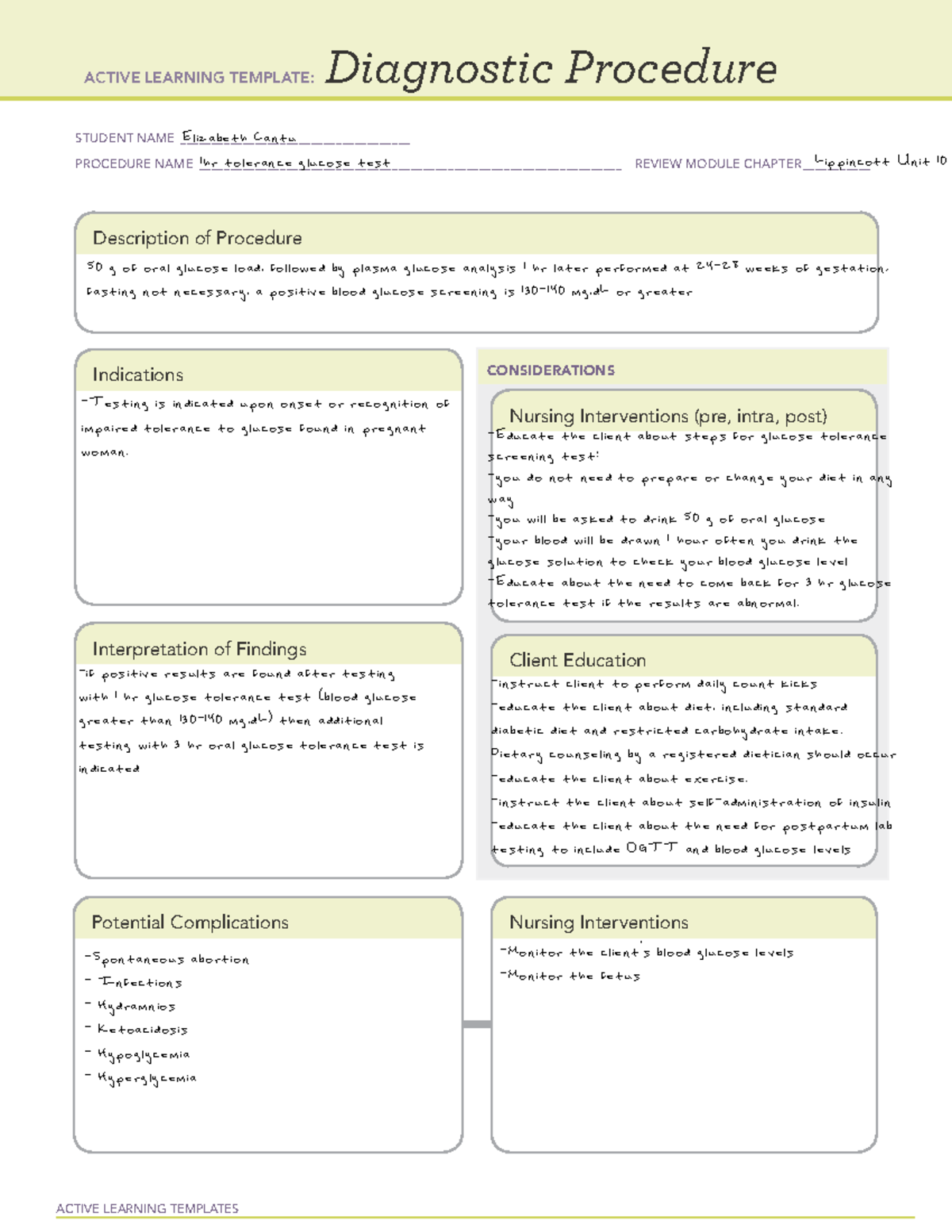 1hr - Med sheet - ACTIVE LEARNING TEMPLATES Diagnostic Procedure ...
