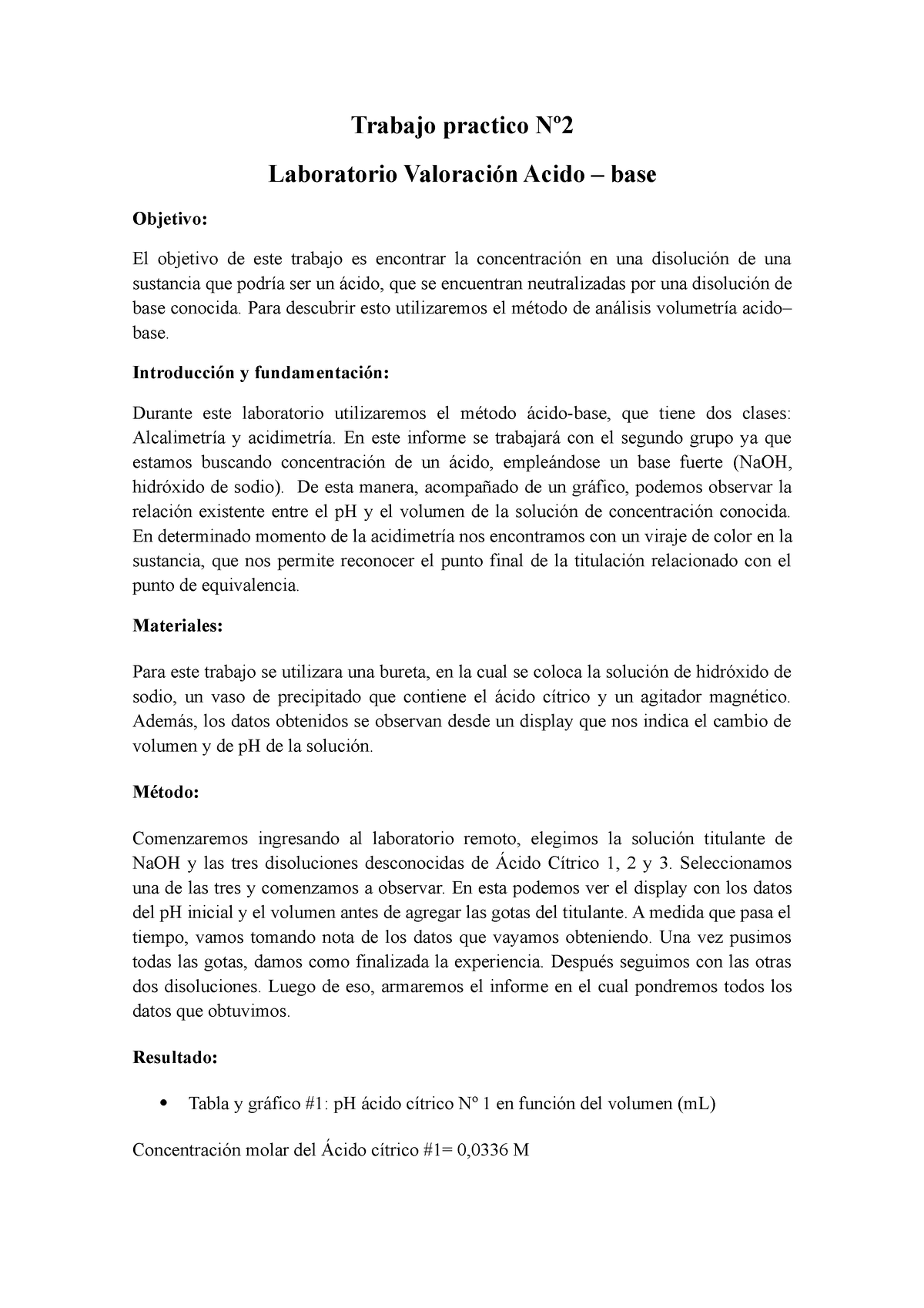 Trabajo Practico Nº2 Segundo Tp Del Cbc De Quimica Trabajo Practico Nº Laboratorio 4071