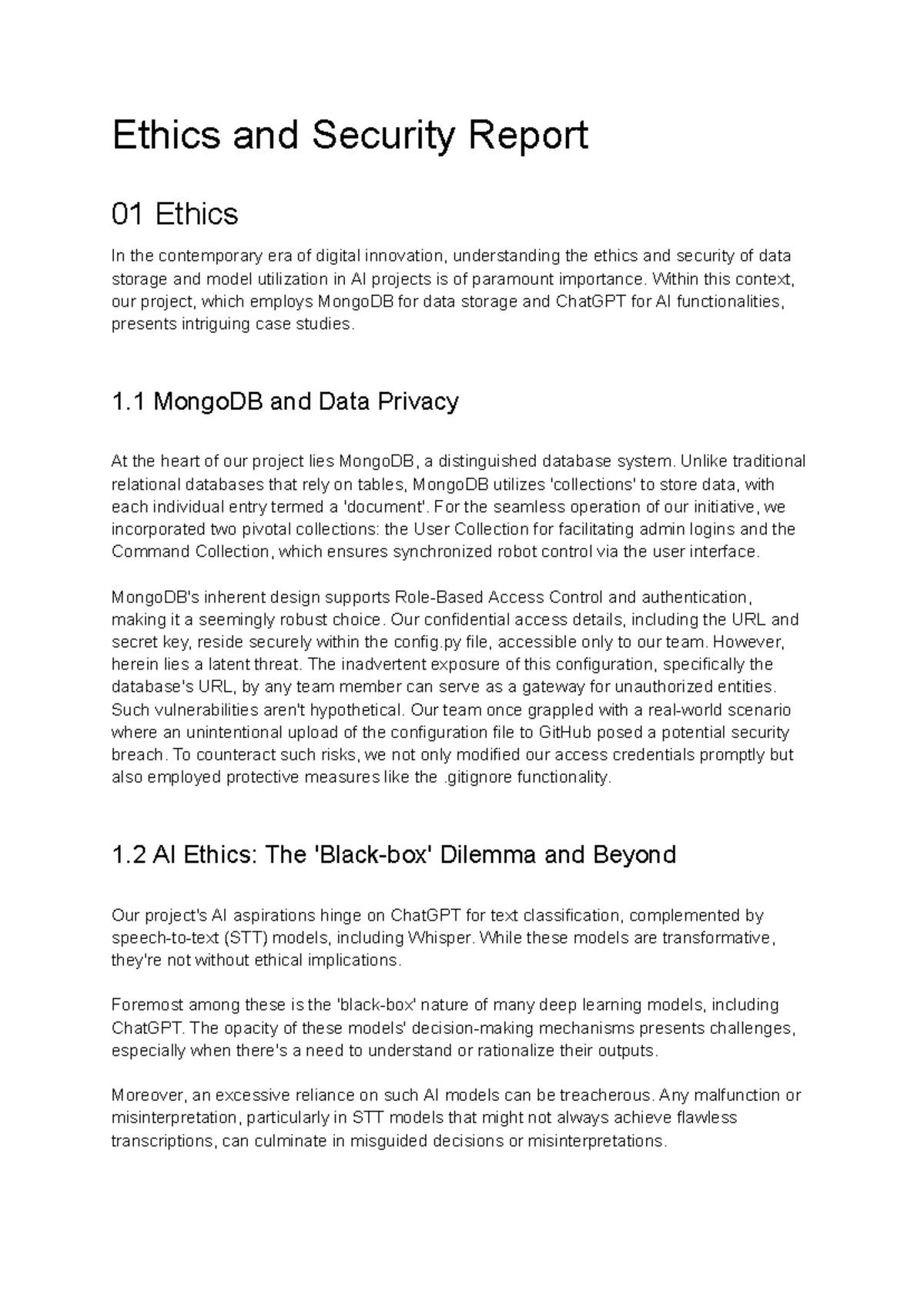 IT - Ethics and Security Report - Ethics and Security Report 01 Ethics ...