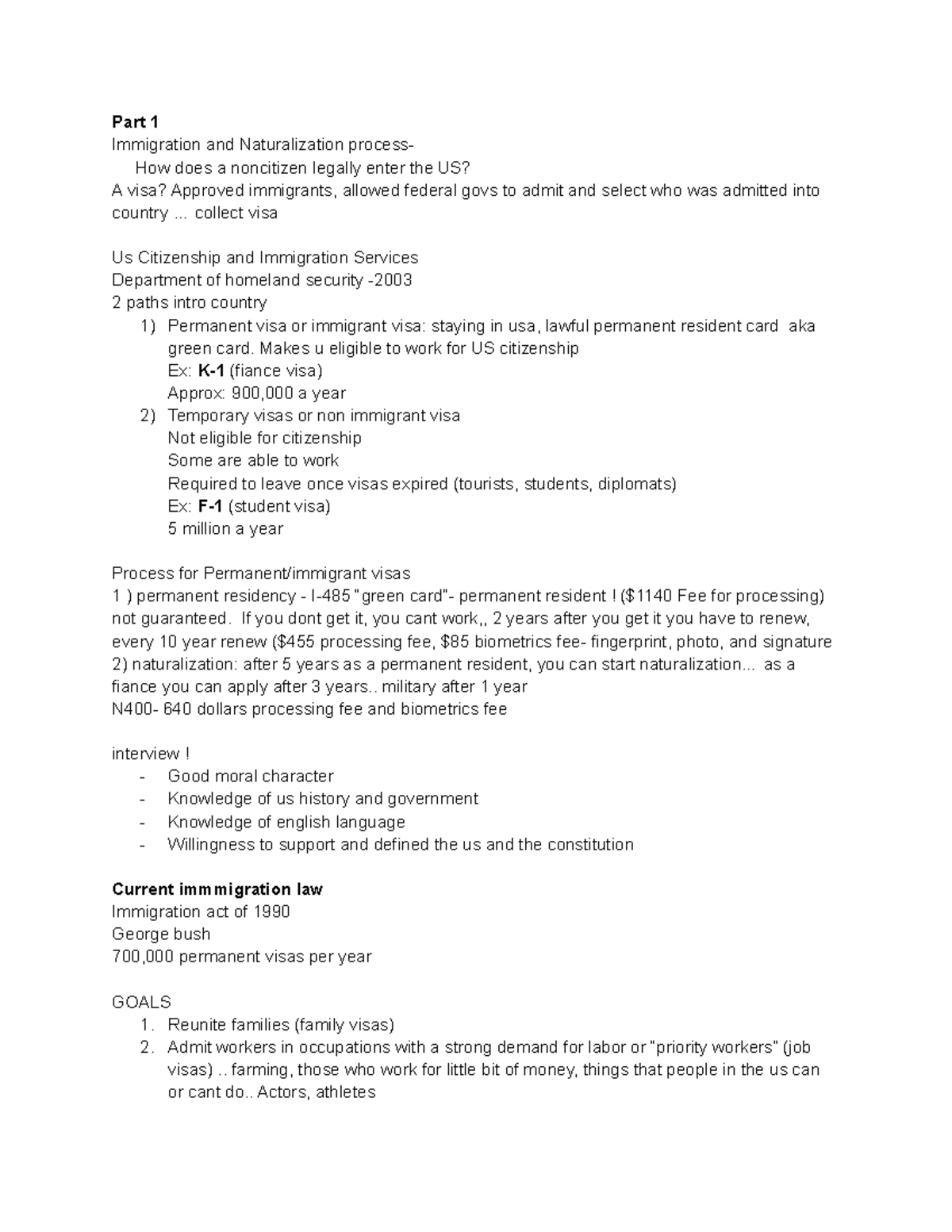 Current immigration - Part 1 Immigration and Naturalization process ...