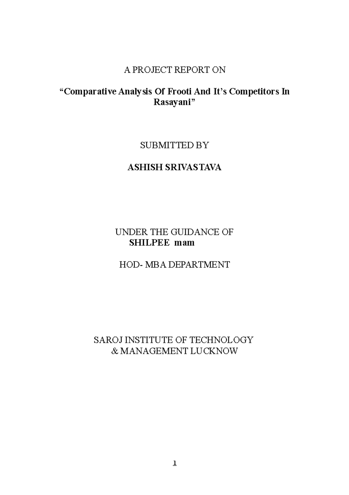 134453389-a- Project- Report-on- Frooti-doc - A Project Report On 