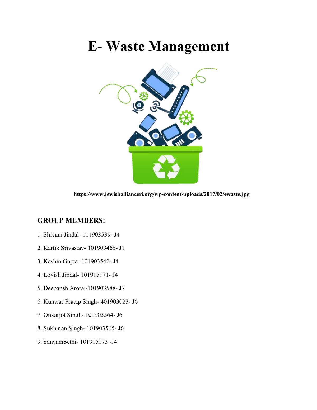 e waste management assignment