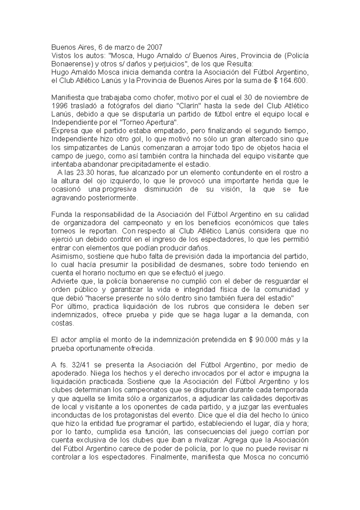 Resumen Del Fallo Mosca Derecho Comercial Ii Unlam Studocu