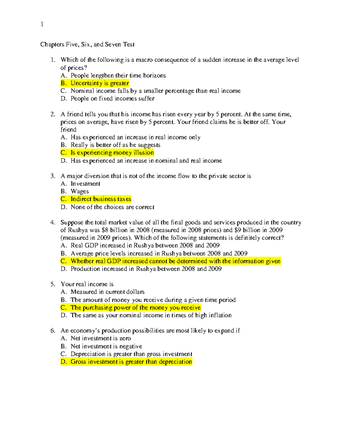 Chapters Five, Six, and Seven Test - Which of the following is a macro ...