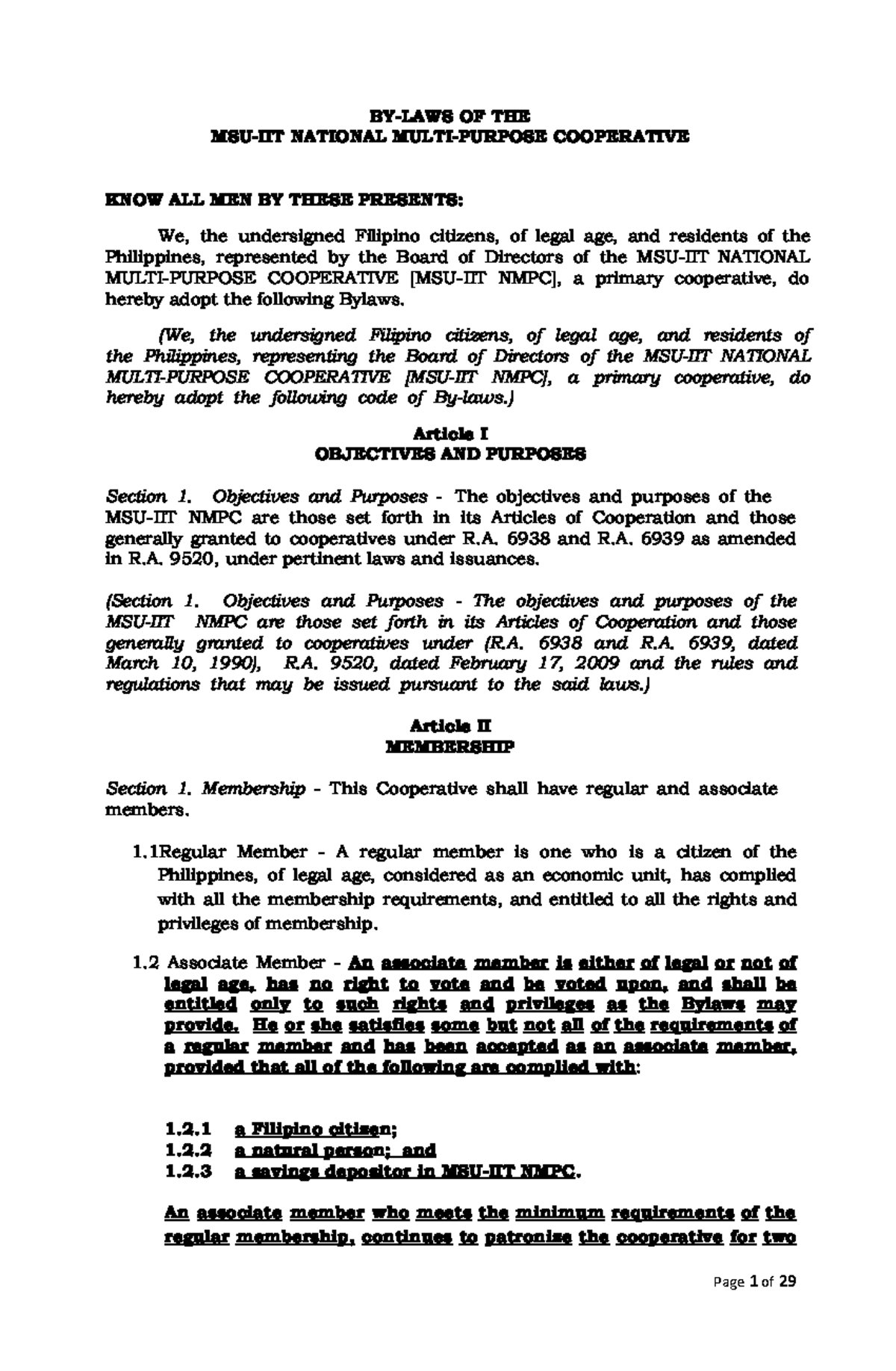 BY-LAWS-02102016 for Primary Cooperatives - BY-LAWS OF THE - Studocu