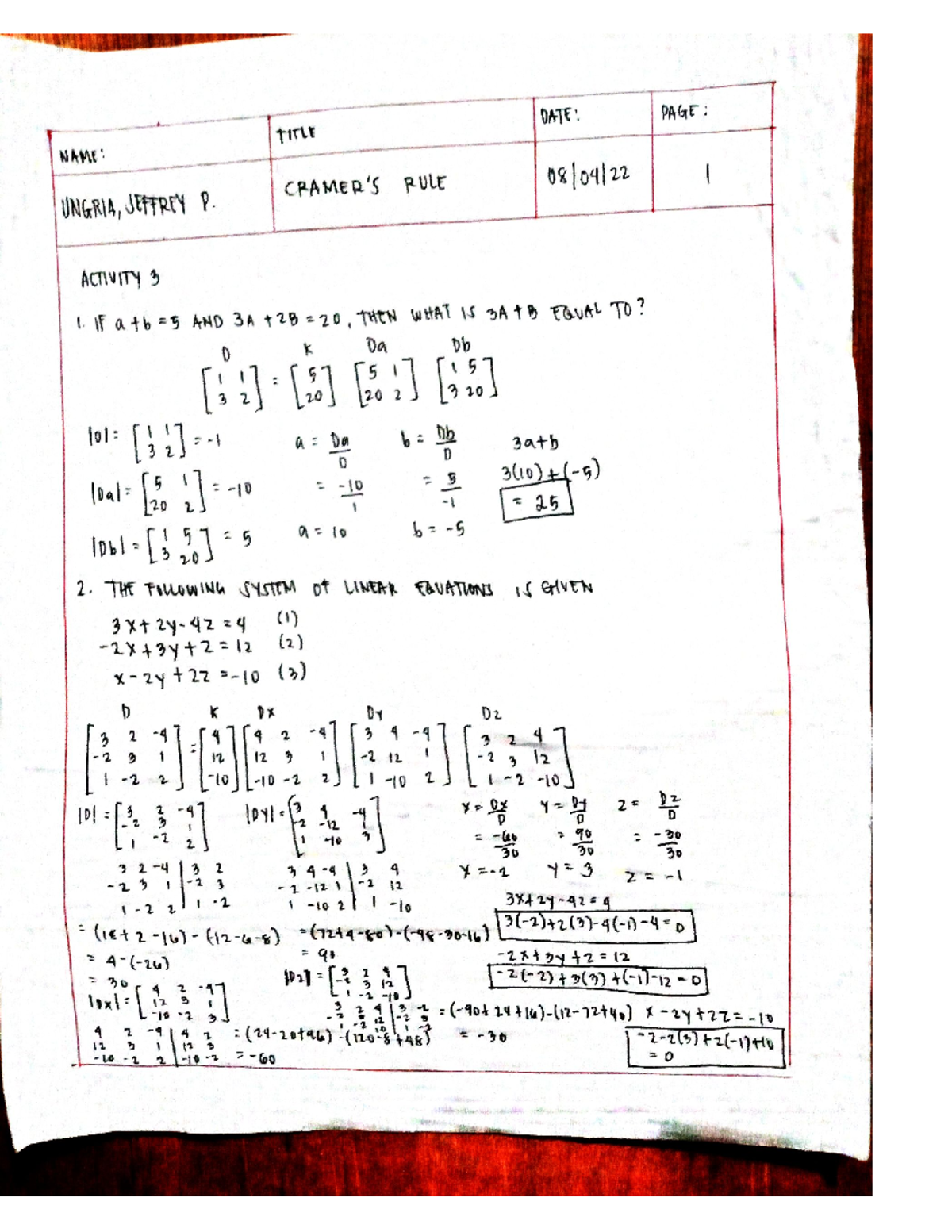 Numericals cramers rule problem solving with solutions - Civil ...