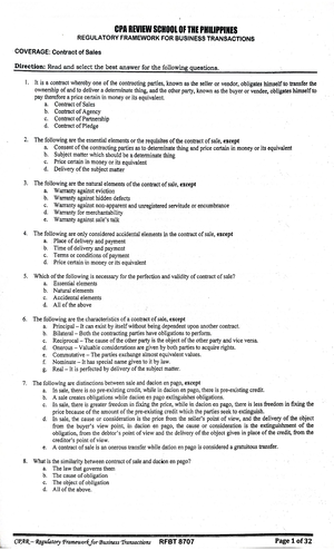 RFBT 8705 - CPAR - Civil Law Review I - Studocu