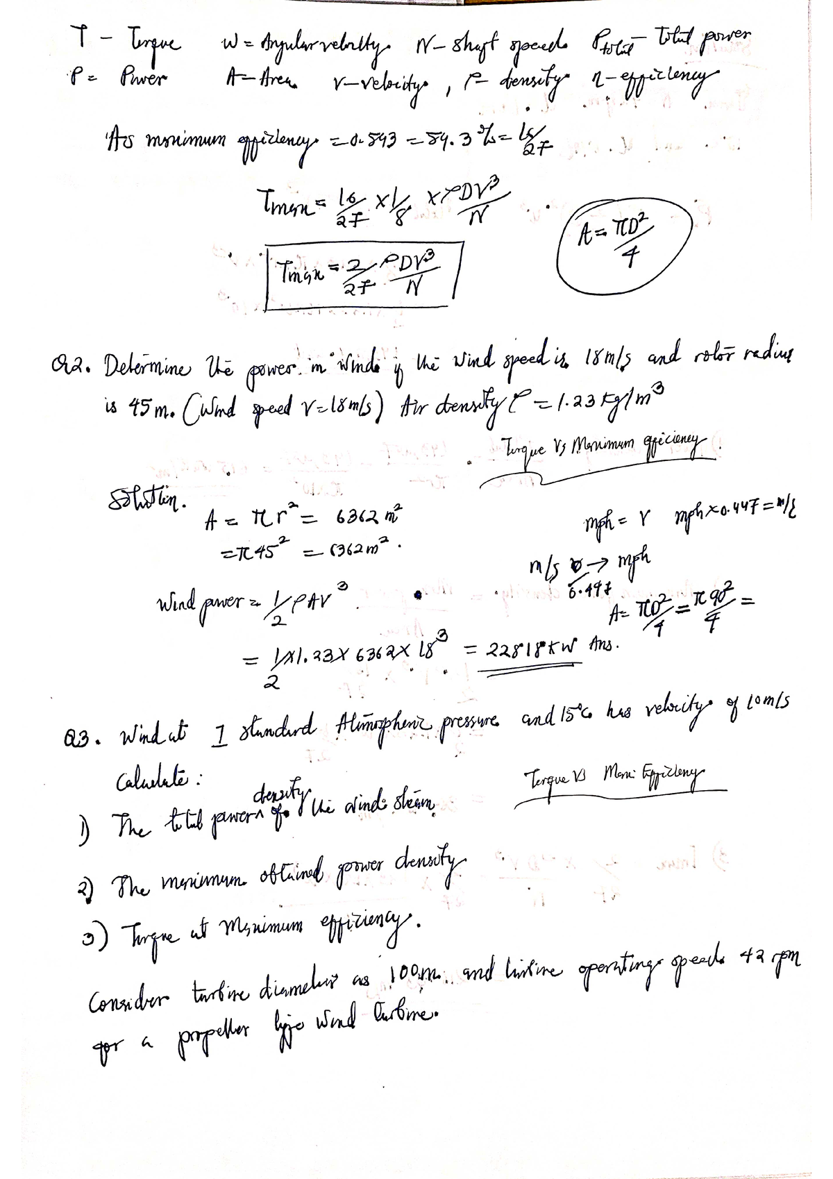 Numericals on wind energy - Wind Energy and Small hydropower systems ...