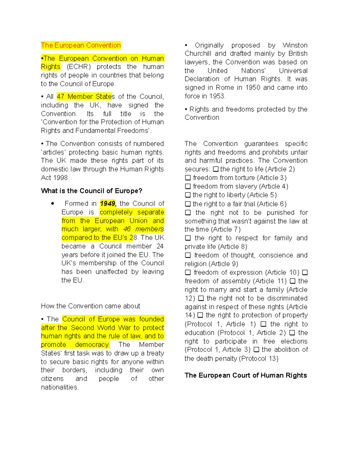 The-European-Convention - The European Convention The European ...