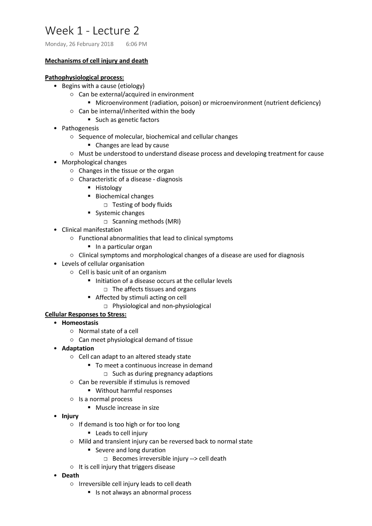 Part 1- Lecture notes lecture notes - Week 1 Lecture 2 Monday, 26 ...