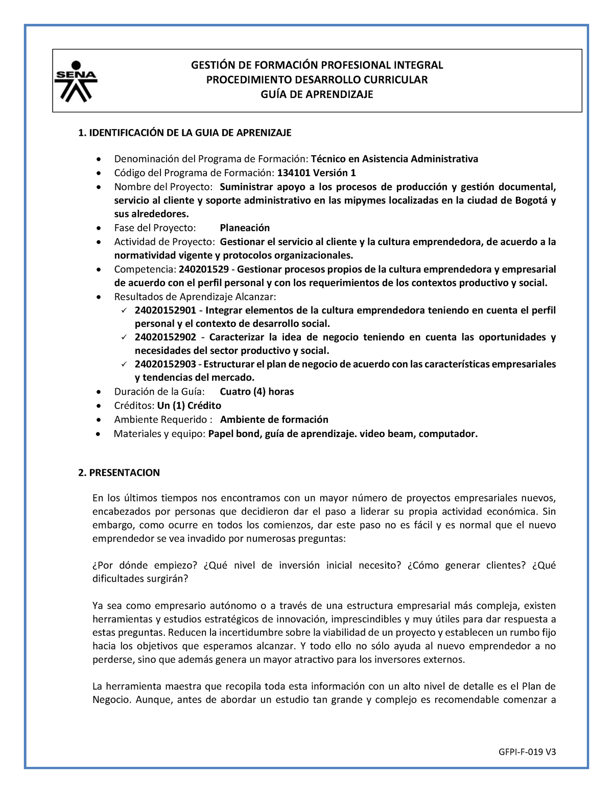 GFPI-F-019 Formato Guia Aprendizaje 6 Emprendimiento TAA - GESTI”N DE ...