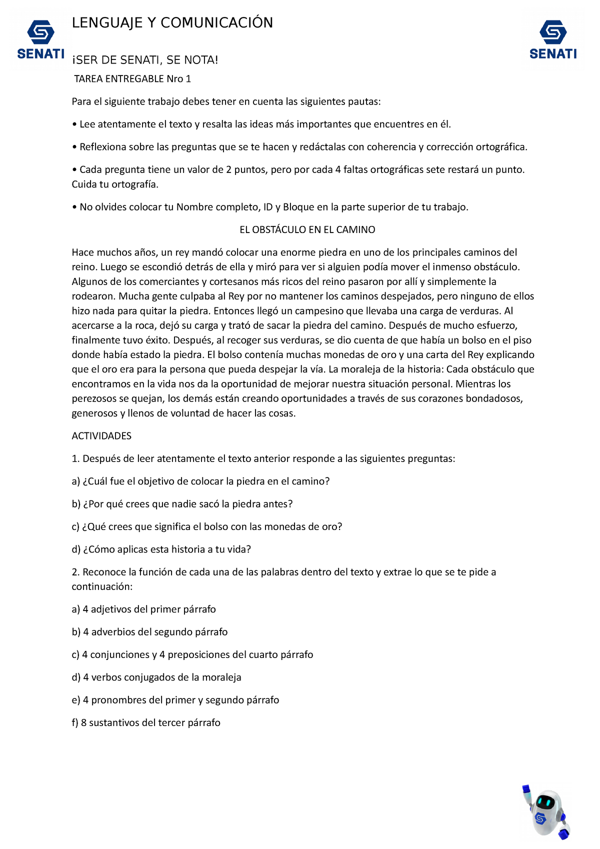 Tarea Entregable Nro 1 Formacion Profecional Lenguaje Y ComunicaciÓn ¡ser De Senati Se Nota 9033