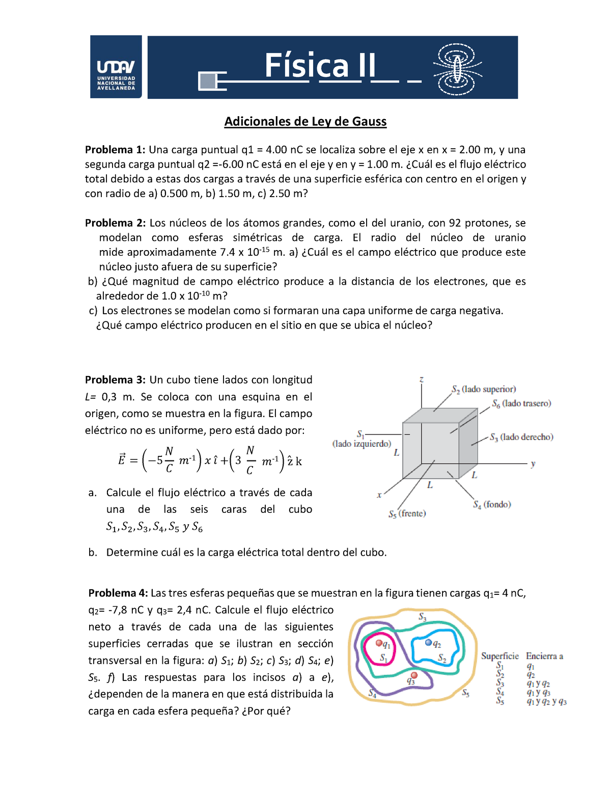 Adicionales De Ley De Gauss - FÌsica II Adicionales De Ley De Gauss Problema 1: Una Carga ...