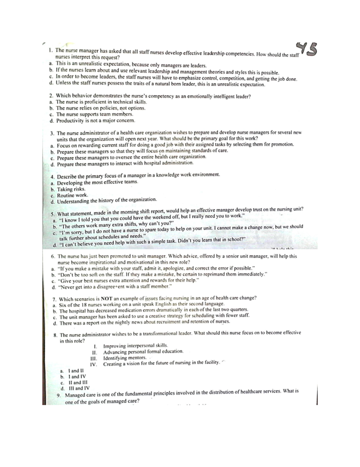Practice test 2 - quiz for final exam - Nursing Degree - Studocu
