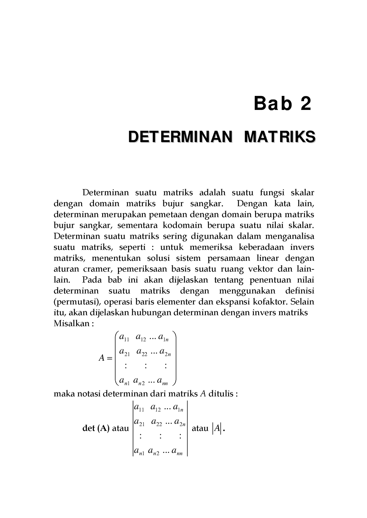 Determinan Matriks - Matematika Dasar 1 - Ba B 2 D DEETT EERRMMIINNAANN ...