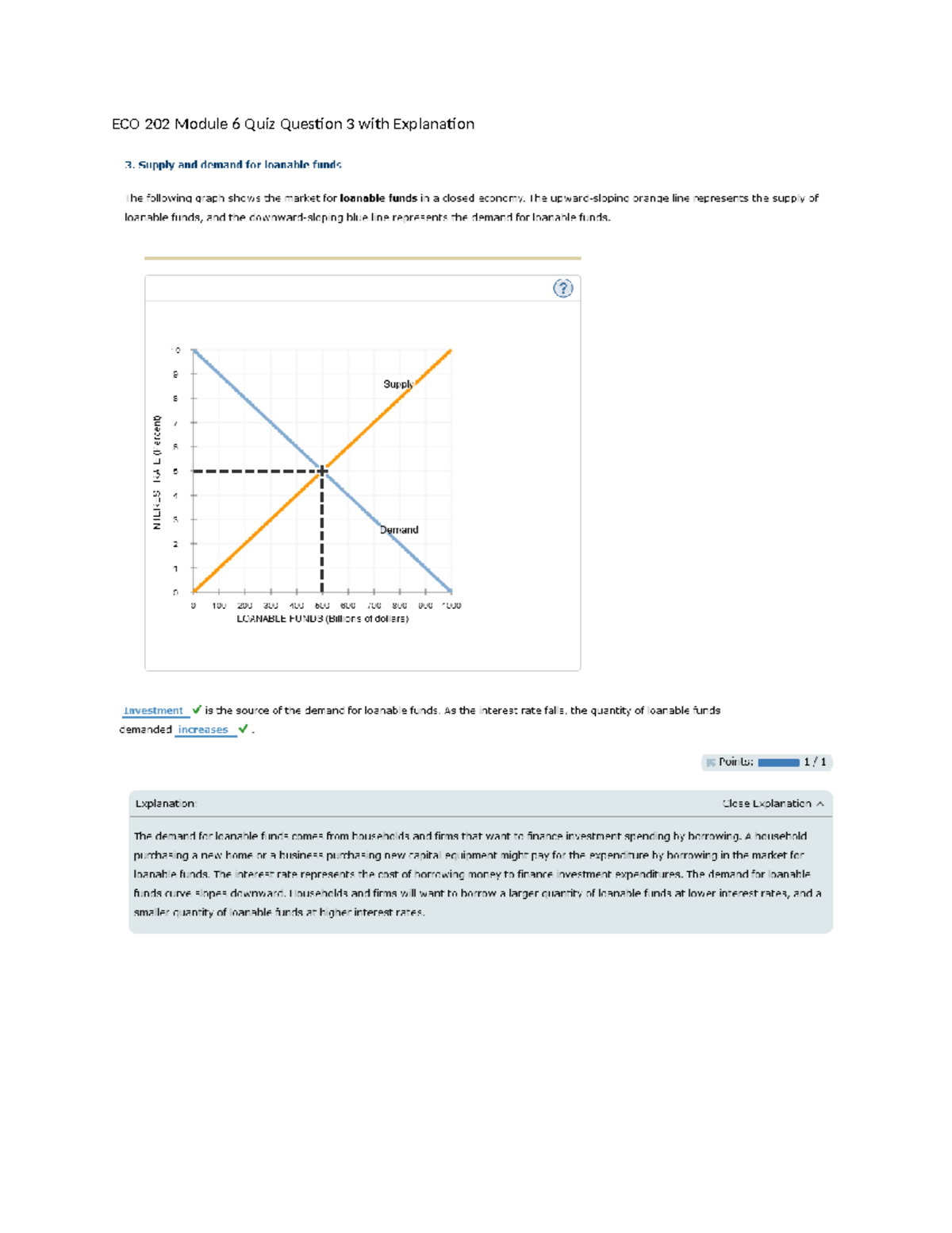 ECO 202 Module 6 Quiz Question 3 With Explanation - ECO202 - ECO 202 ...