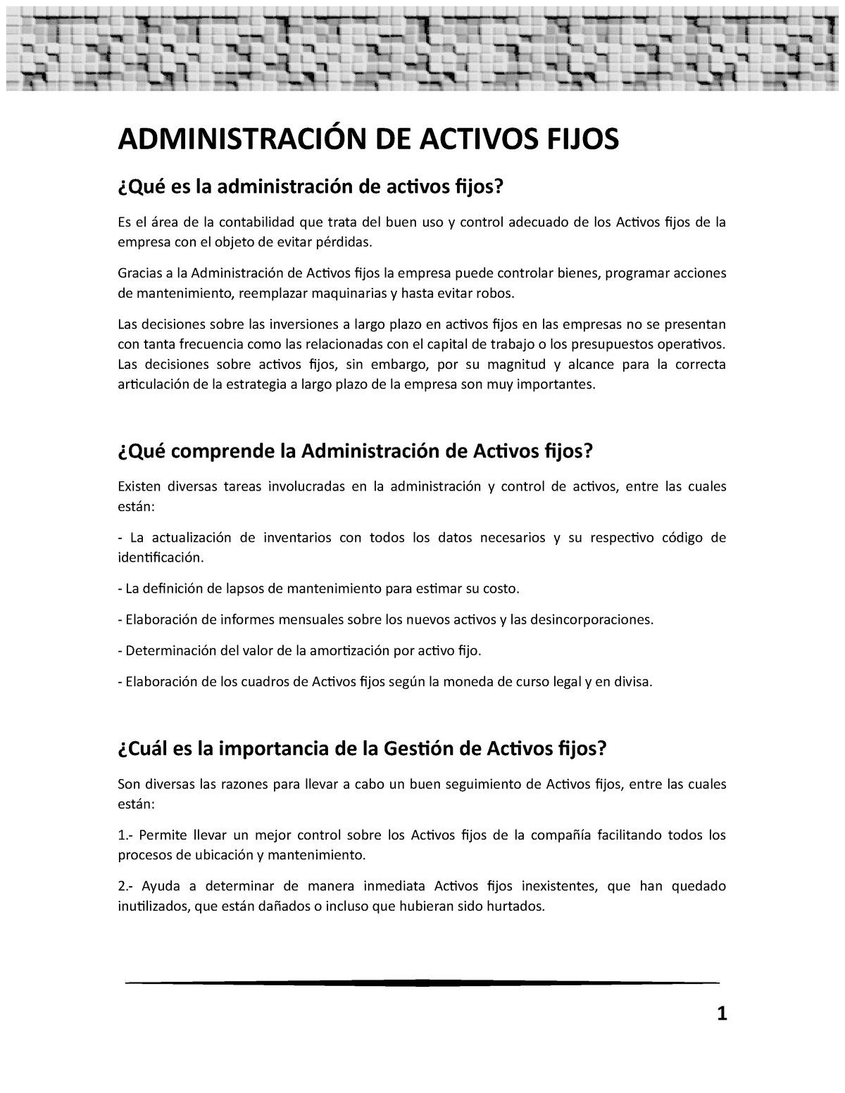 Administración De Activos Fijos AdministraciÓn De Activos Fijos ¿qué Es La Administración De 7432