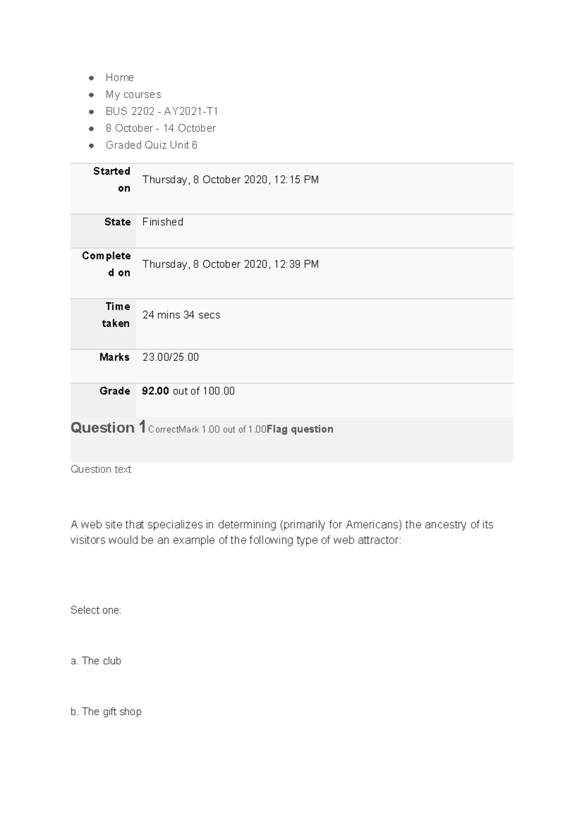 Graded Quiz Unit 6 Study Help BUS2202 - Home My Courses BUS 2202 ...