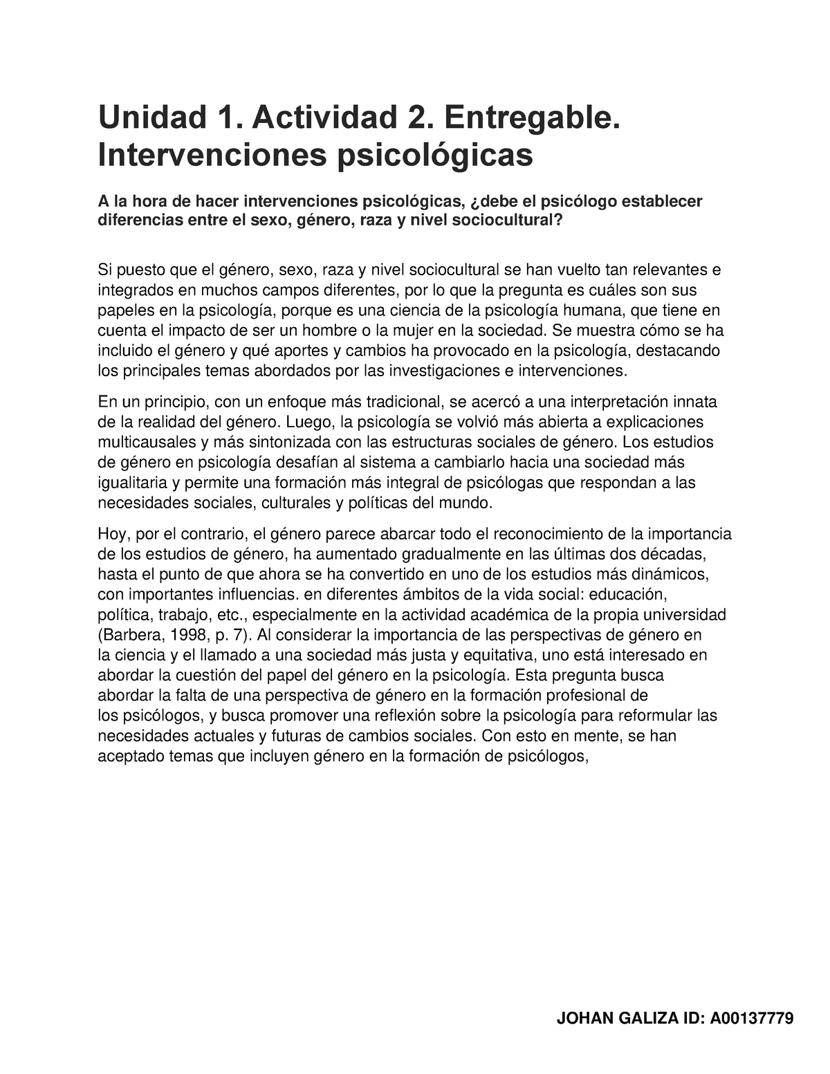 Galiza Johan Intervenciones Psicológicas Unidad 1 Actividad 2 Entregable Intervenciones 1967