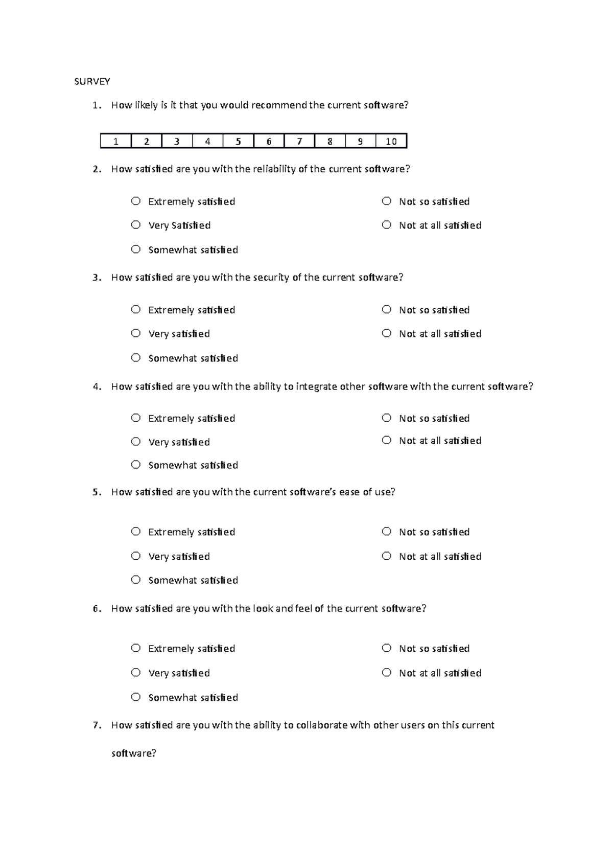 Survey - SURVEY1. How likely is it that you would recommend the current ...