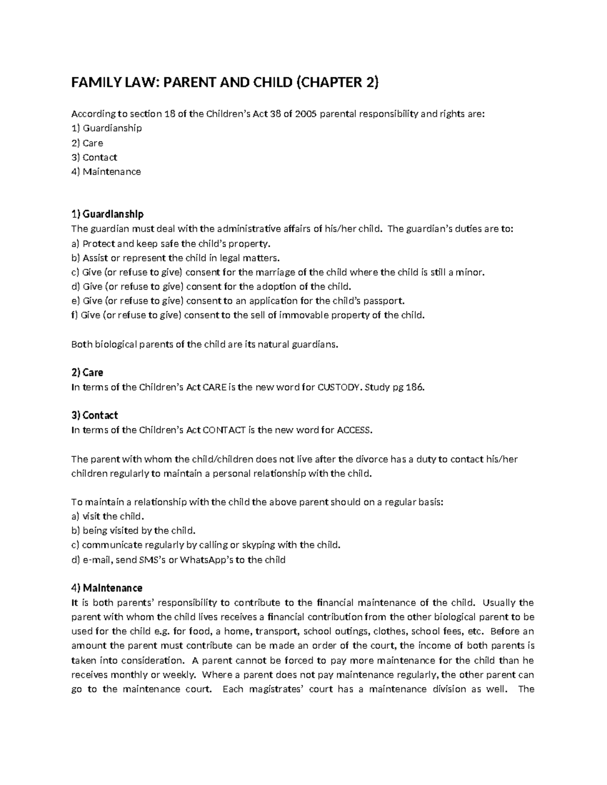 Family law. chapter 2. Parent AND Child FAMILY LAW PARENT AND CHILD