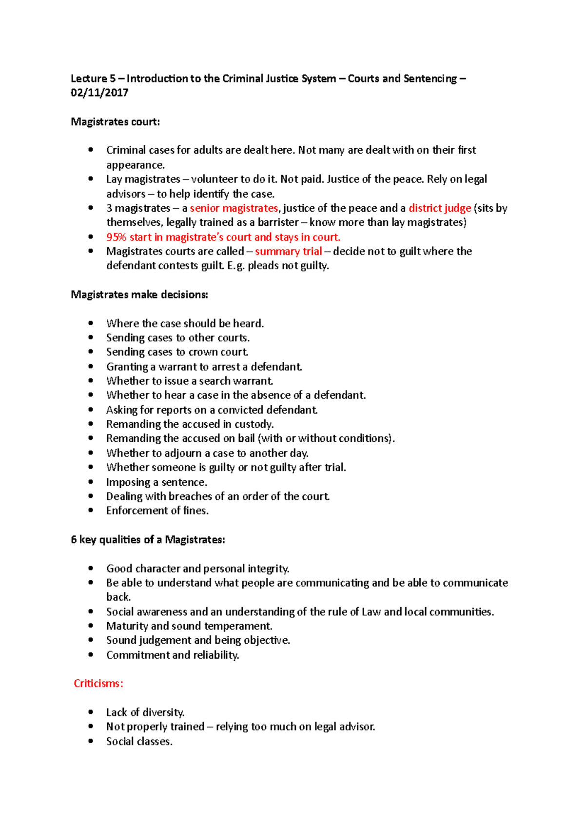 Lecture 5 – Introduction to the Criminal Justice System – Courts and ...