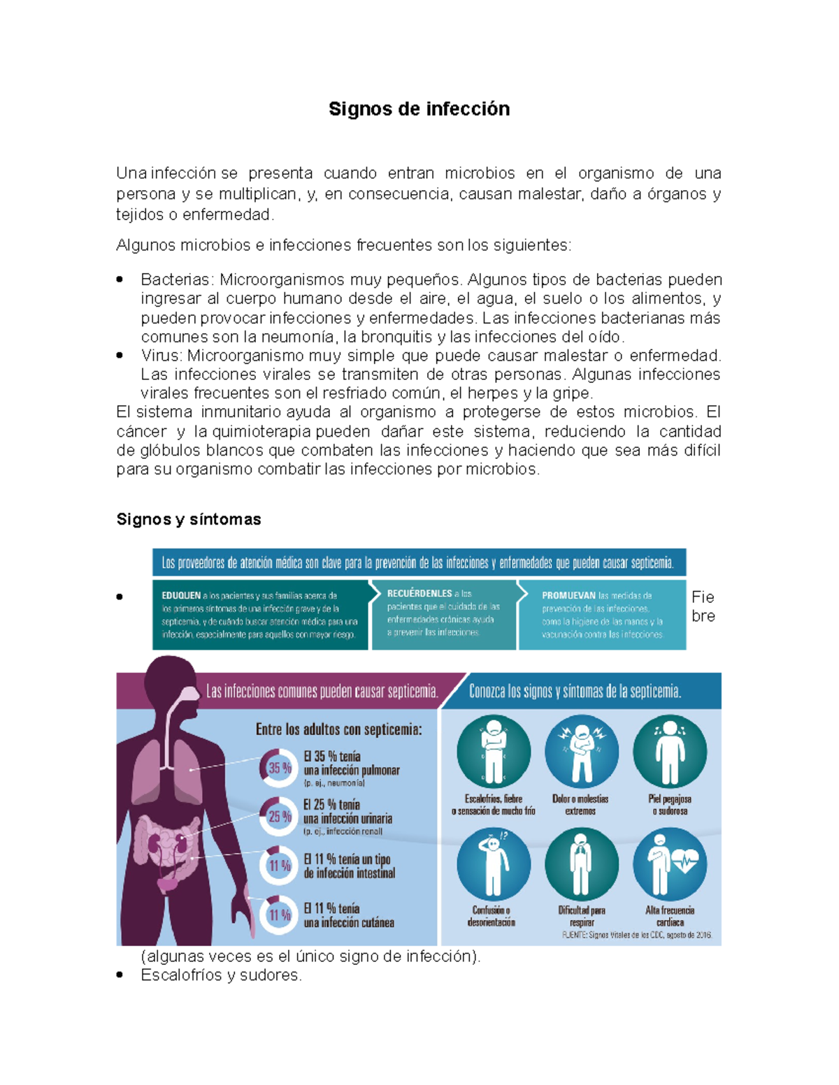 Signos de infección - Signos de infección Una infección se presenta ...