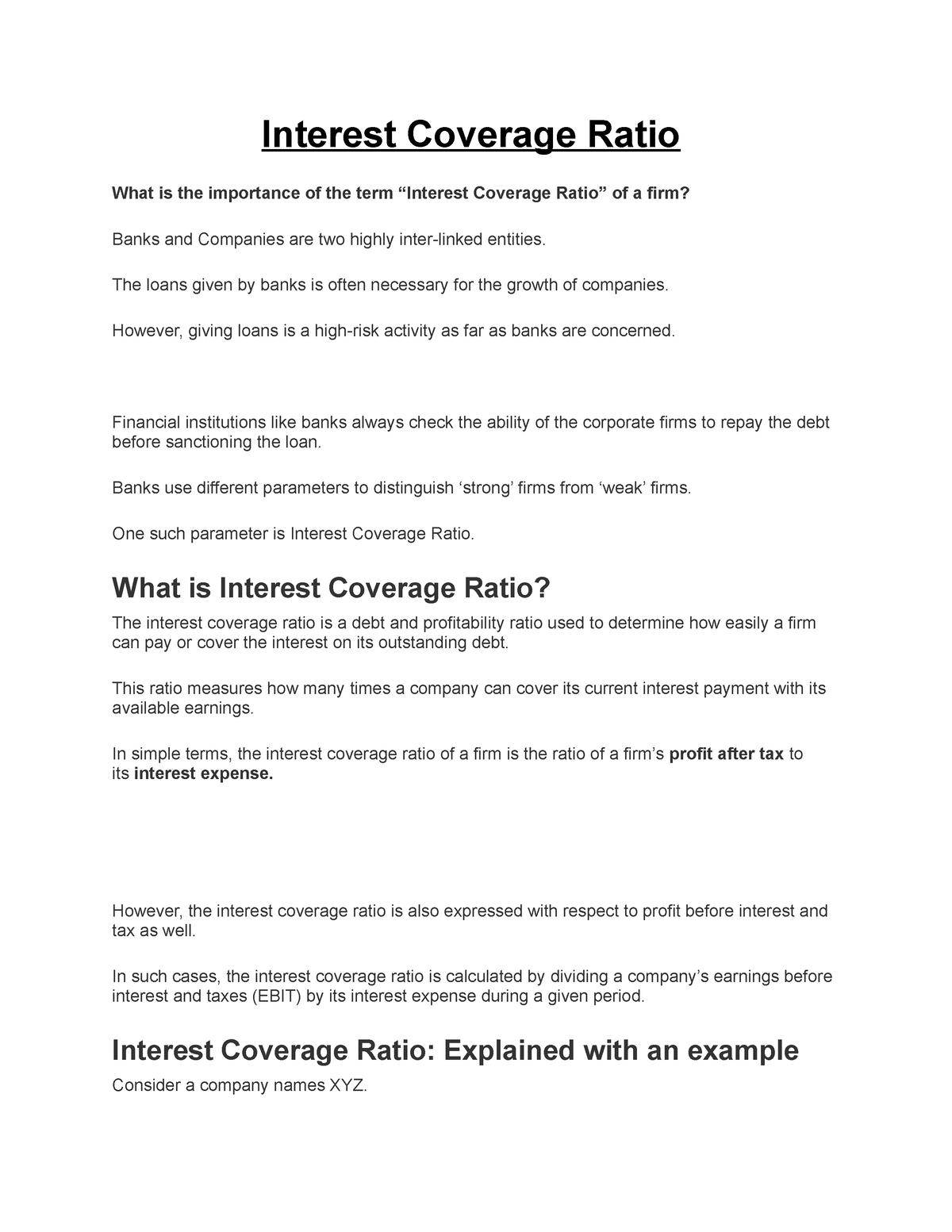 Interest Coverage Ratio The Loans Given By Banks Is Often Necessary   Thumb 1200 1553 