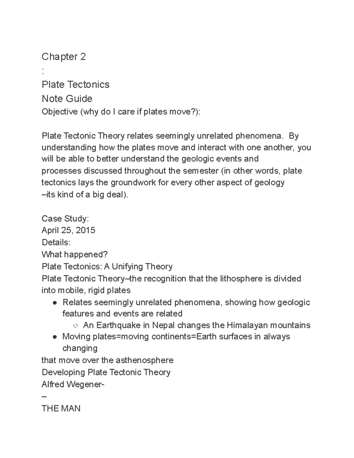 Plate tectonics Notes Chapter 2 Plate Tectonics Note Guide