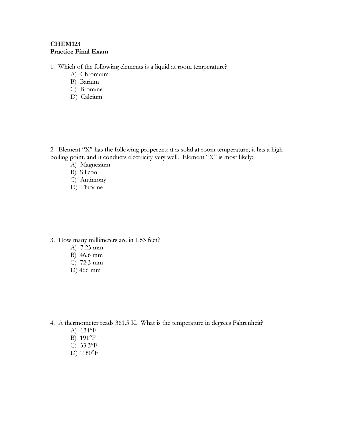 Final Exam Summer 2019 Questions Chem 123 Umbc Studocu