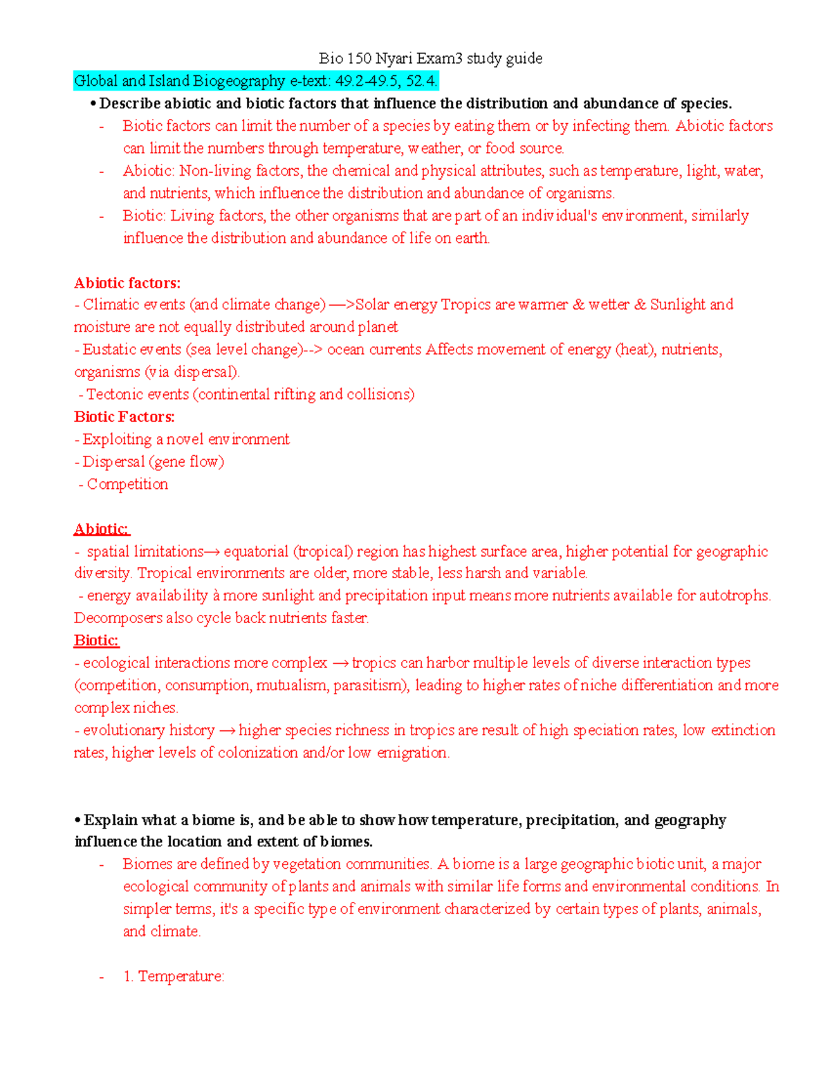 Bio 150 Nyari Exam3 study guide - Bio 150 Nyari Exam3 study guide ...