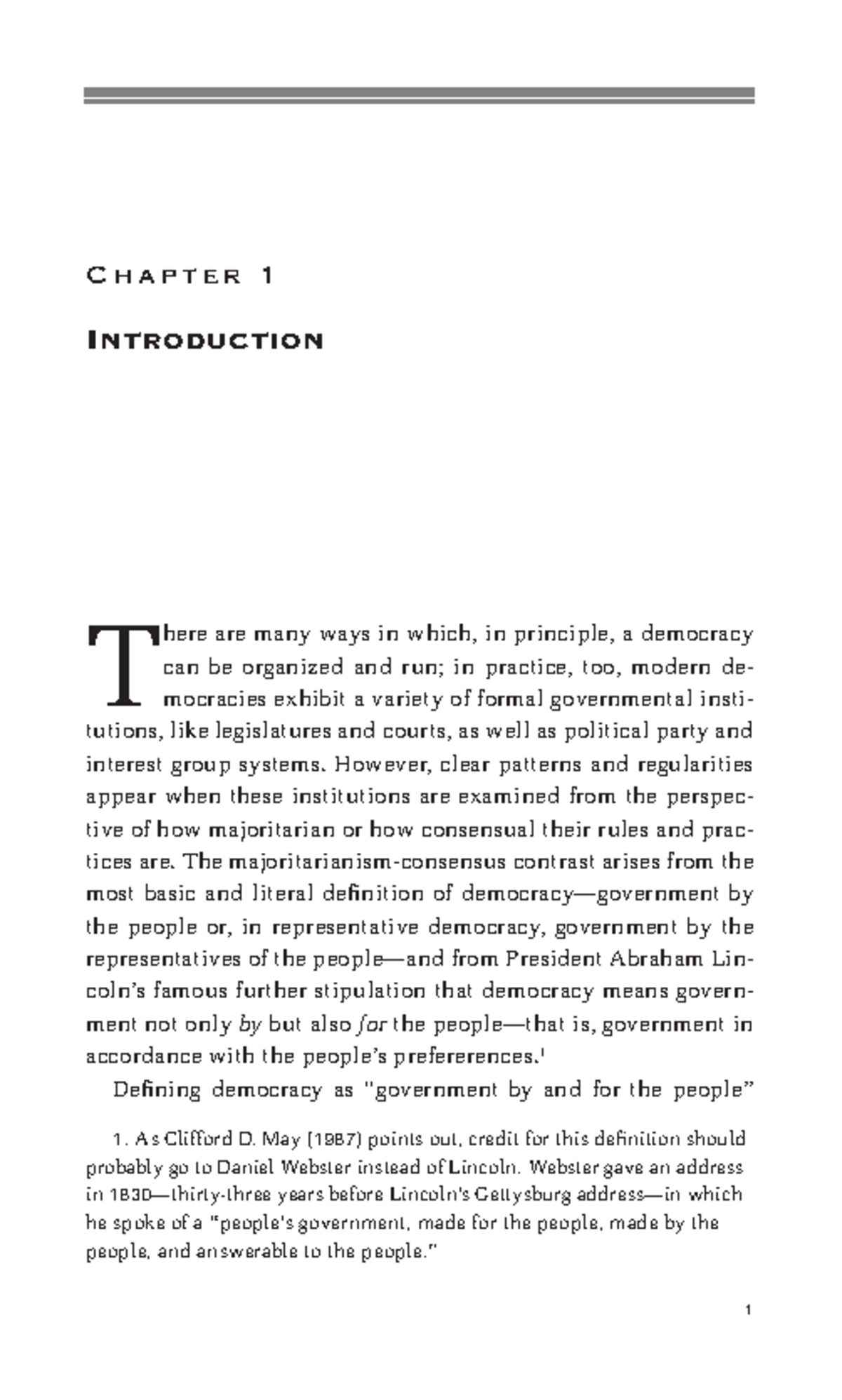 Lijphart emrah hoca - C h a p t e r 1 Introduction T here are many ways ...