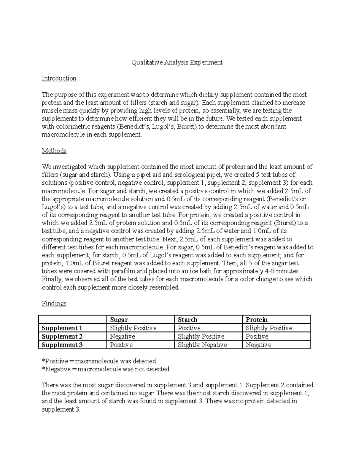 qualitative lab experiment