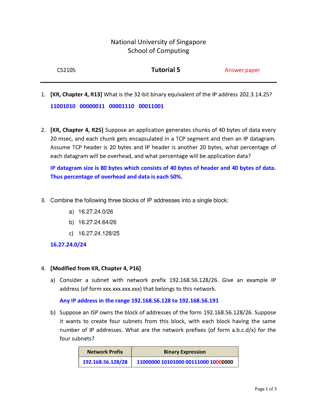 Tutorial 5 Ans - Page 1 Of 3 National University Of Singapore School Of ...