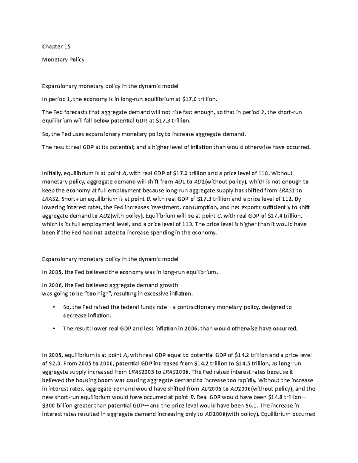 Chapter 15 Lecture Notes 5 - Chapter 15 Monetary Policy Expansionary ...