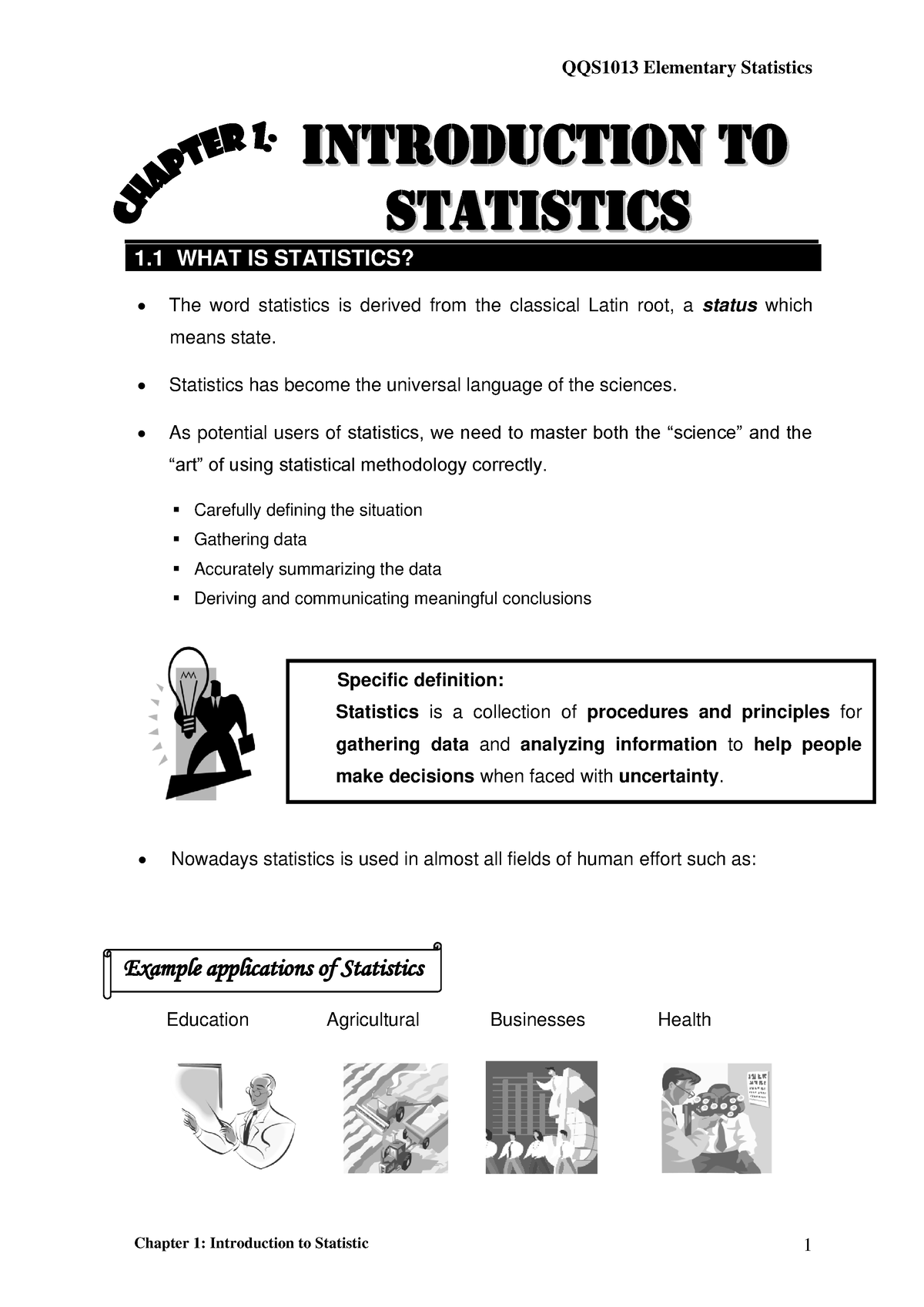 SQQS1013-CHP01 - Chapter 1: Introduction To Statistic 1 I ...