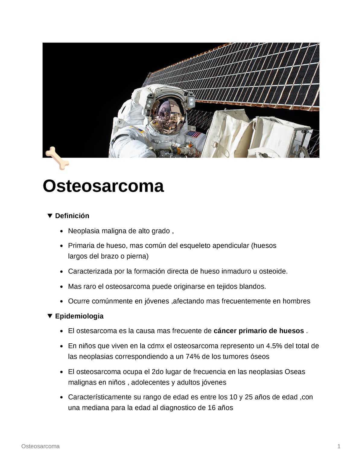 Osteosarcoma apuntes - â Osteosarcoma Definición Neoplasia maligna de ...