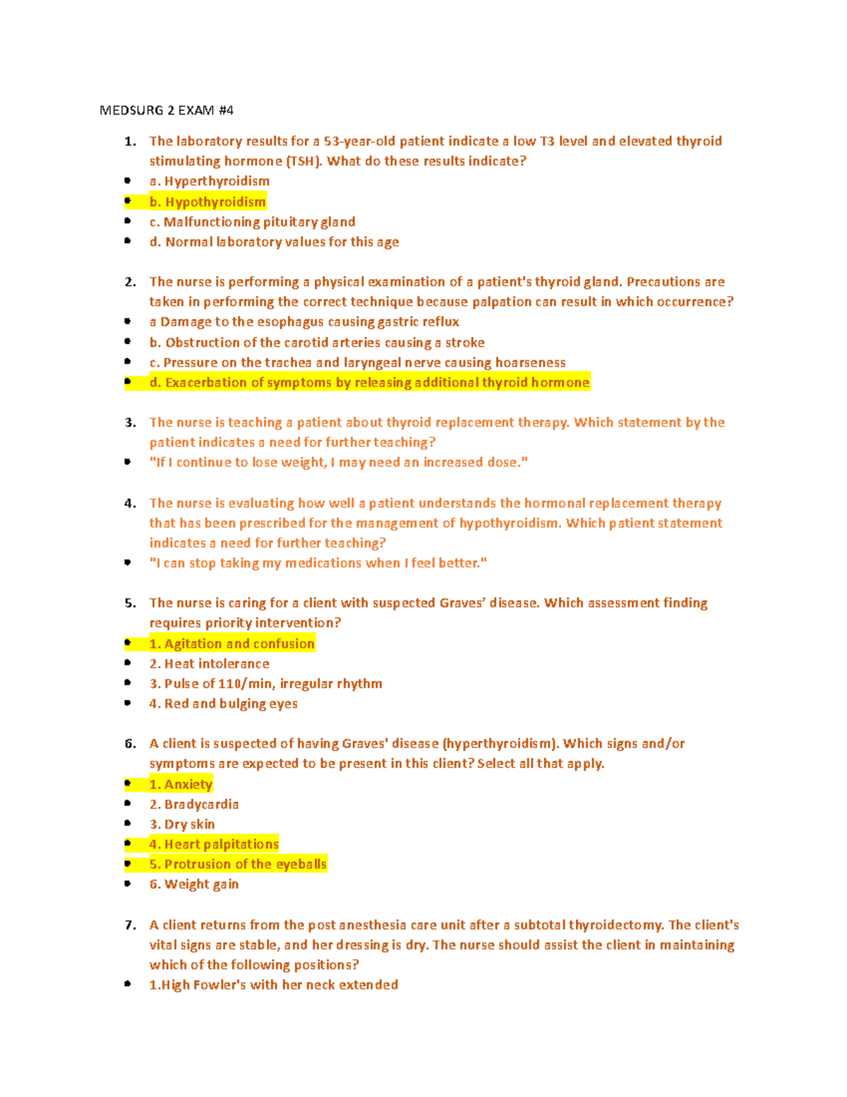 Medsurg 2 EXAM 4 Questions and Answers - MEDSURG 2 EXAM The laboratory ...