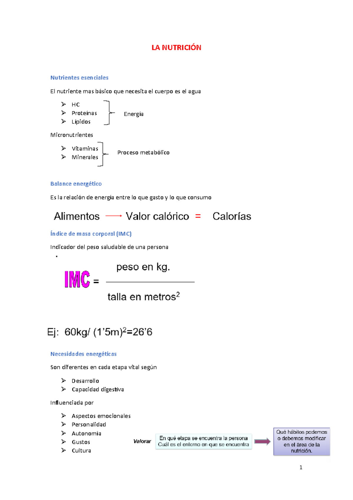 LA Nutrición - Apuntes - LA NUTRICIÓN Nutrientes Esenciales El ...