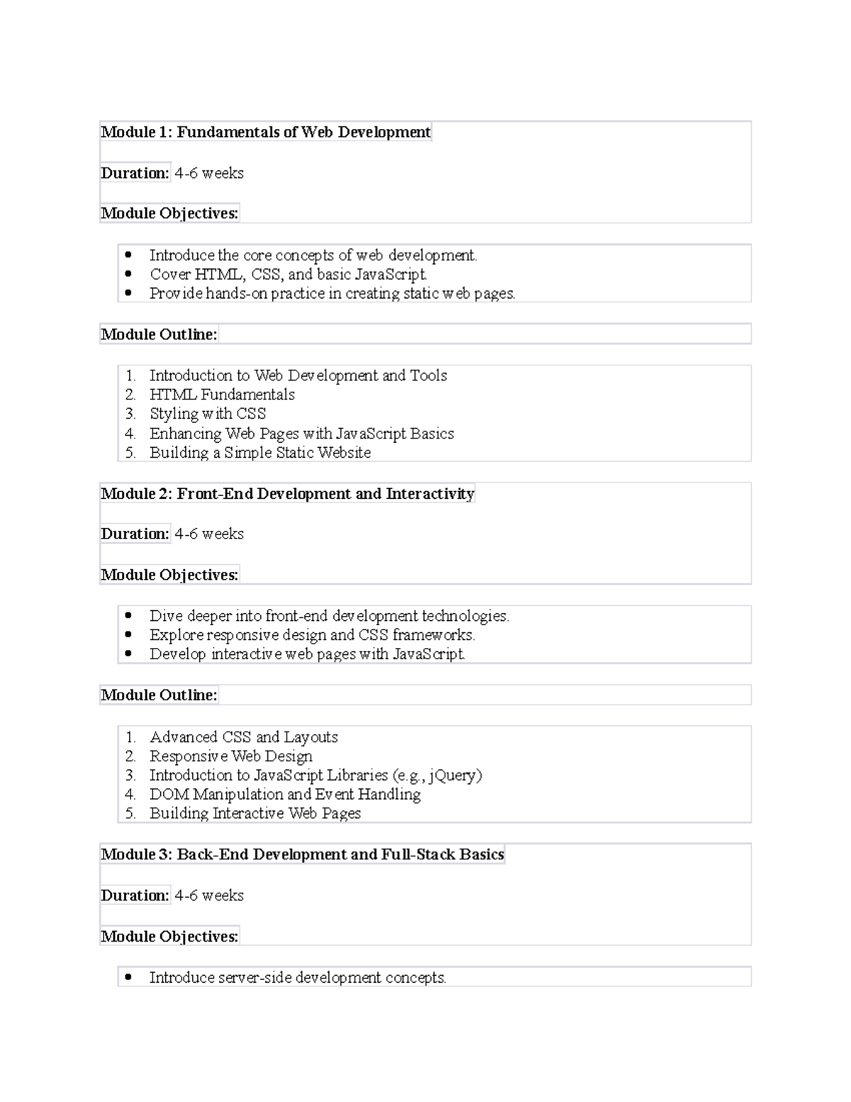 Module 1 - course outline - Module 1: Fundamentals of Web Development ...