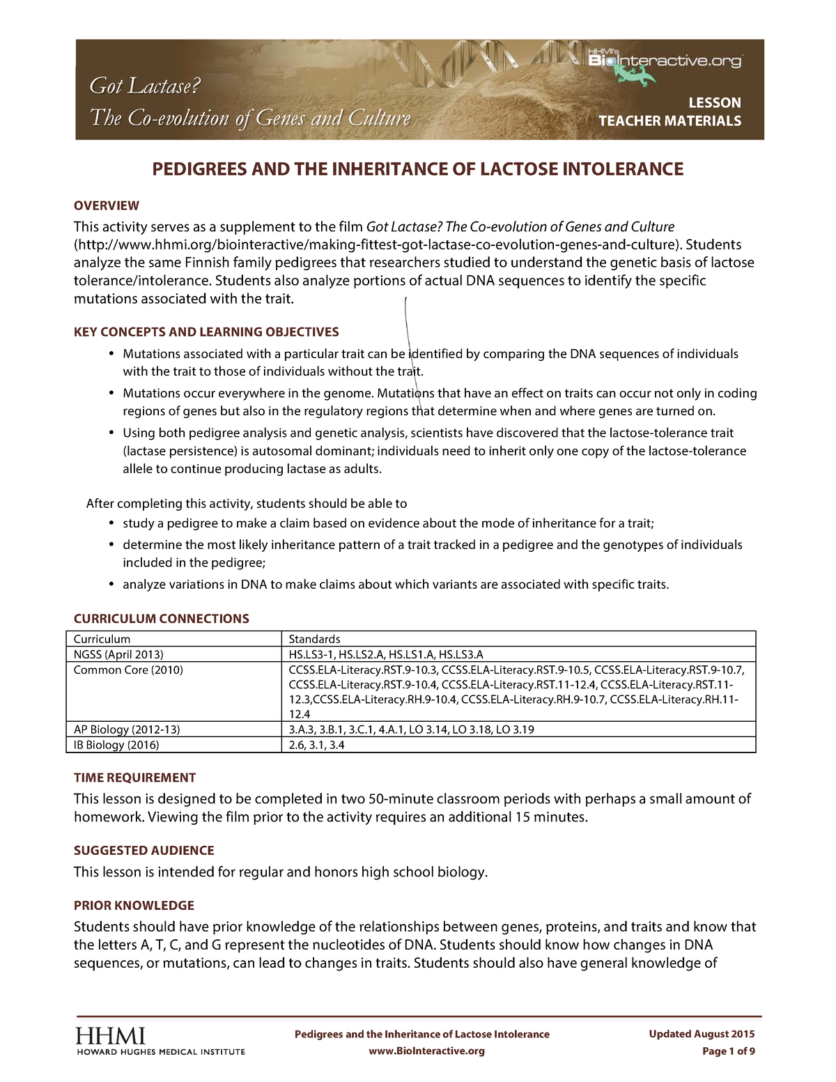 Lactase Pedigrees Patterns Inheritance Teacher - The Making of the ...