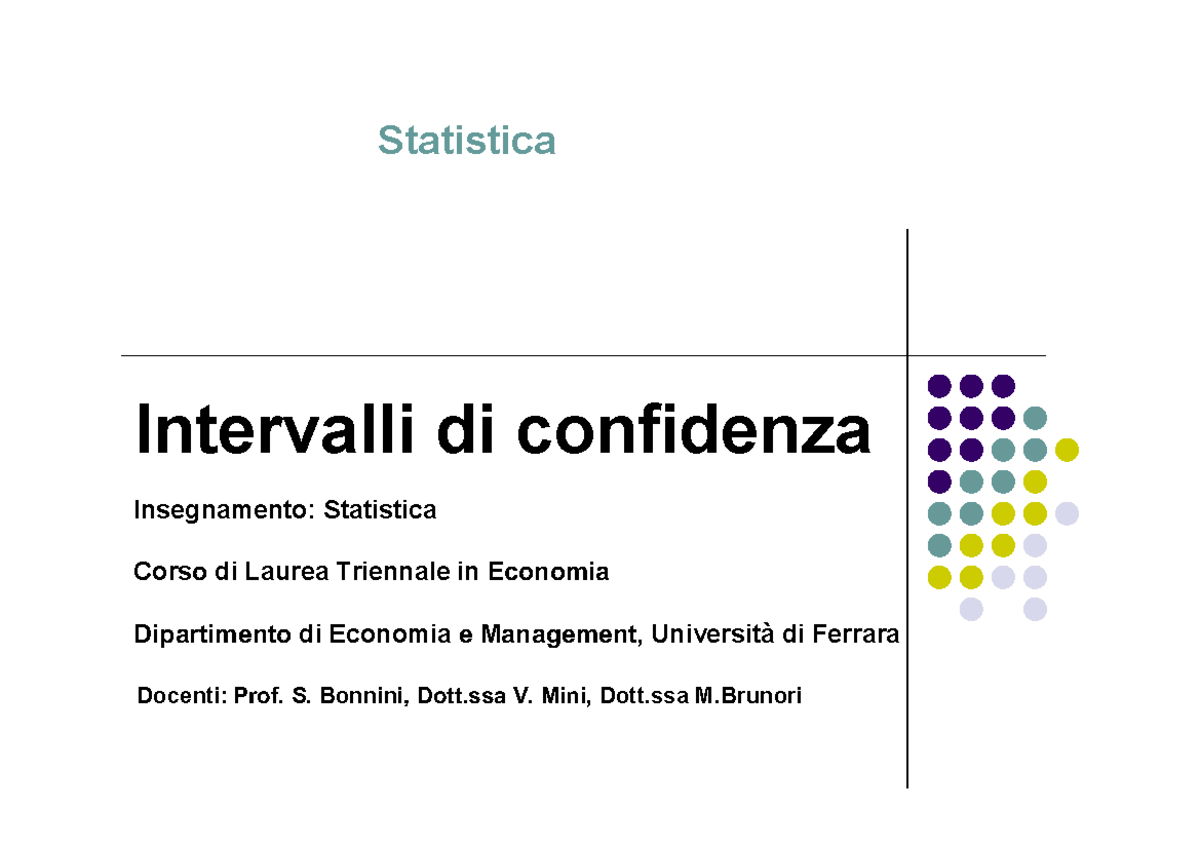 18-19 08 Intervalli Conf - Intervalli Di Confidenza Statistica ...