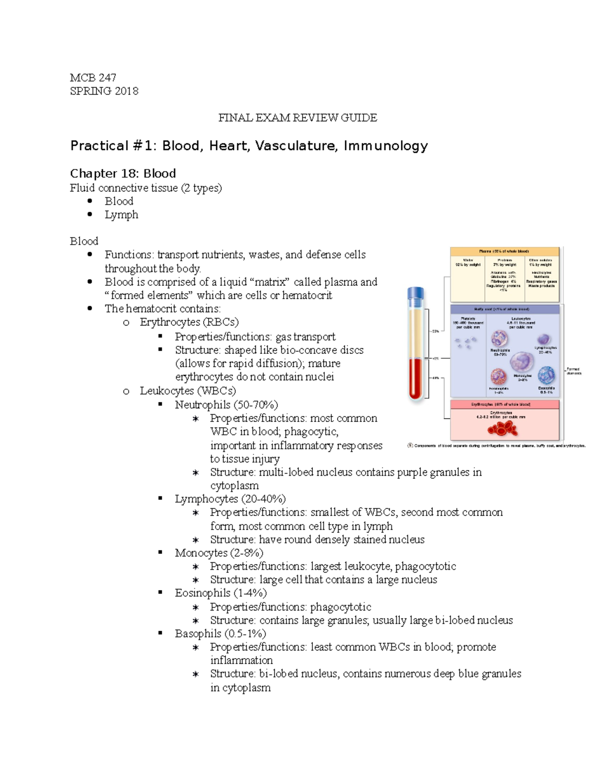 MCB 247 Final Study Guide MCB 247 SPRING 2018 FINAL EXAM REVIEW GUIDE