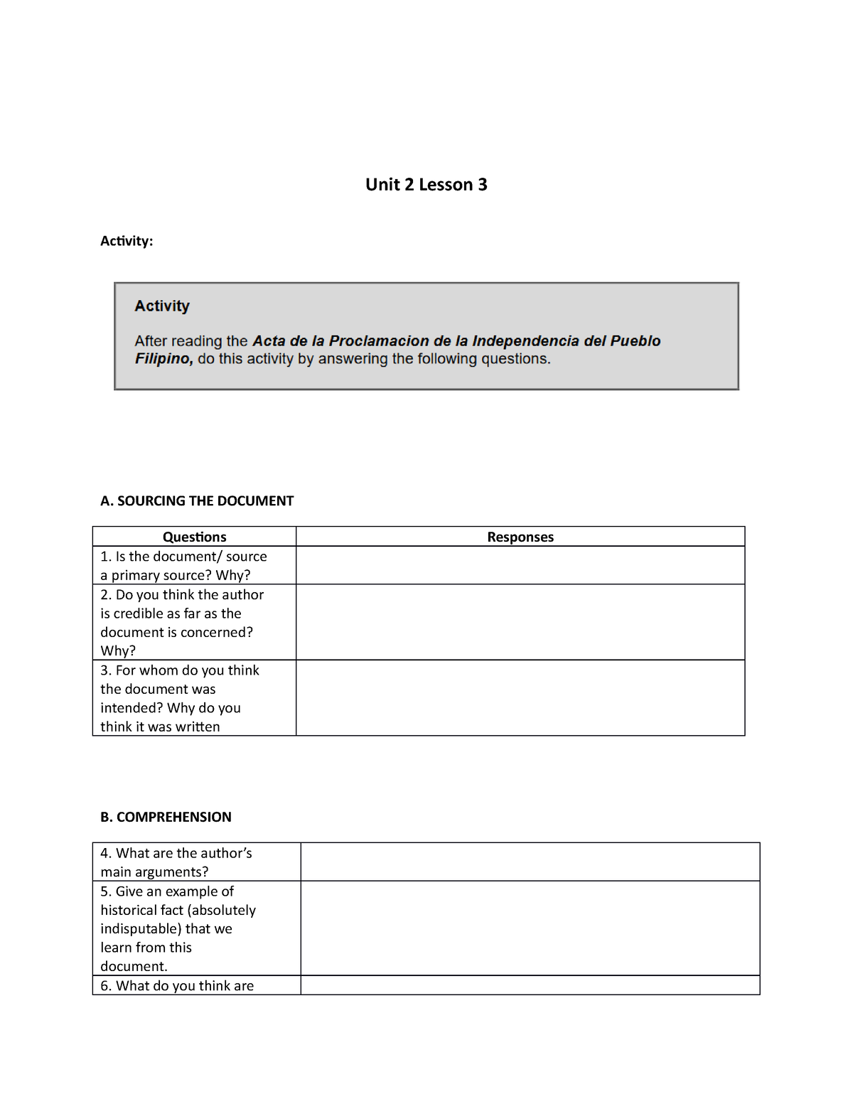 Unit 2 Lesson 3 Activity In Riph Geed 10033 Unit 2 Lesson 3 Activity A Sourcing The Document 1574